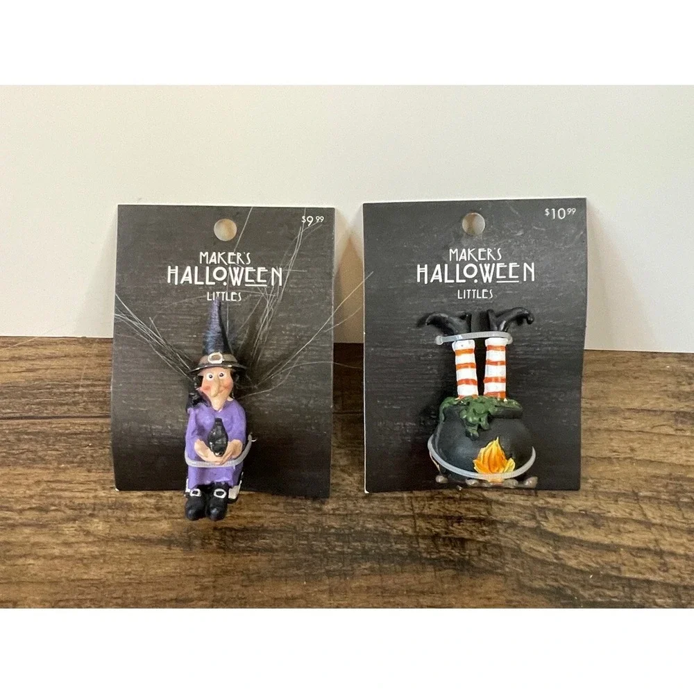 Makers Halloween Littles Witch & Brew Ceramic Figures Jo Ann Stores Purple